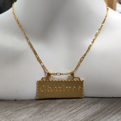 Custom Large Bar Name Necklace Gold Plated Personalized Name Necklace 