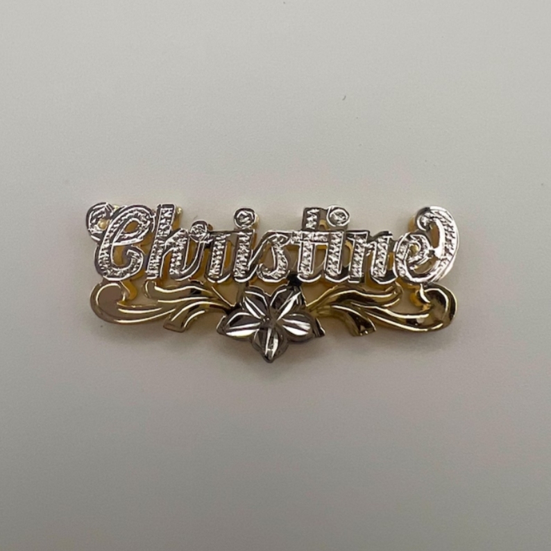 Two Tone Flower Name Necklace Gold Plated Custom Double Plated Name Necklace