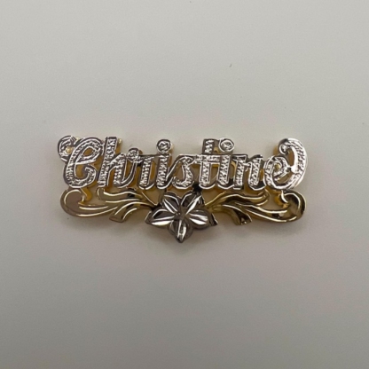 Two Tone Flower Name Necklace Gold Plated Custom Double Plated Name Necklace