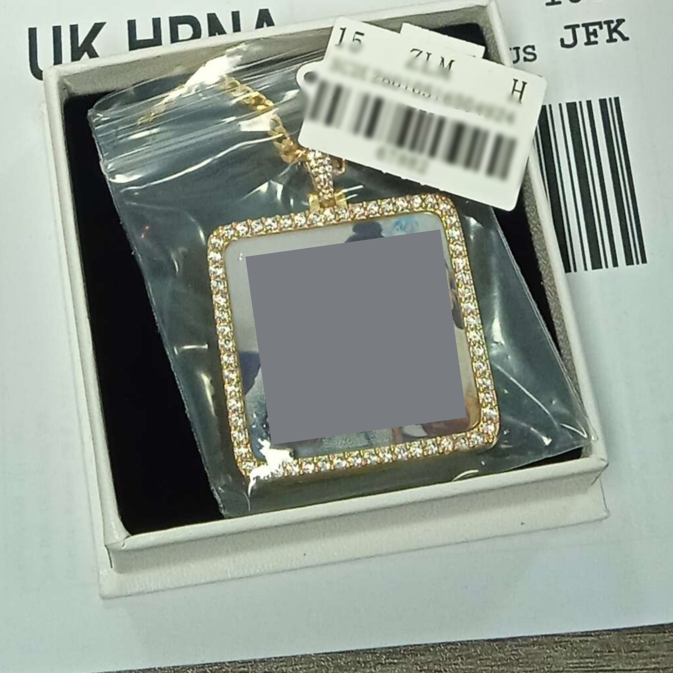 Square Rectangle Shaped with Picture Inside Personalized Photo Necklace