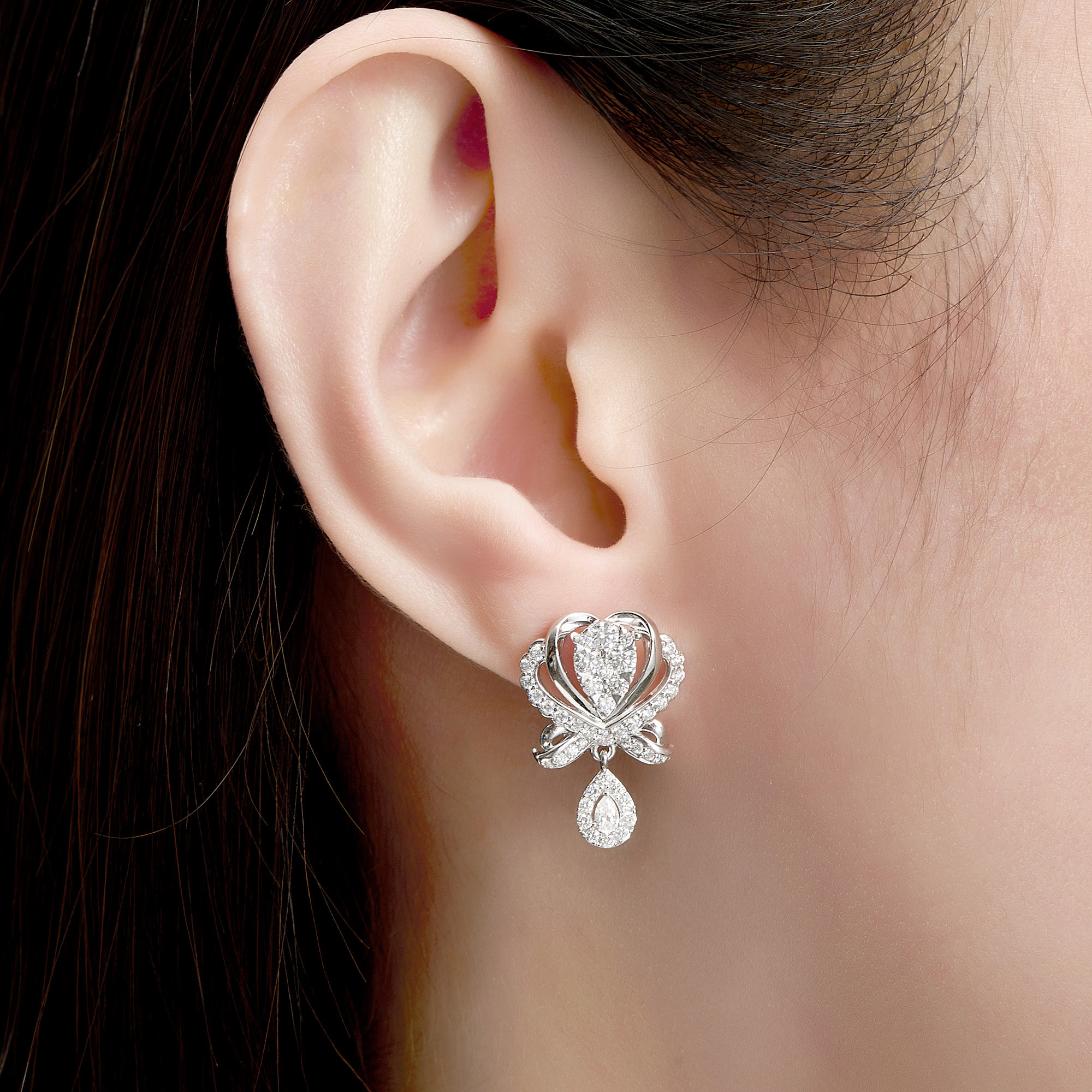 White Gold Plated Diamond Earrings Stud Earrings