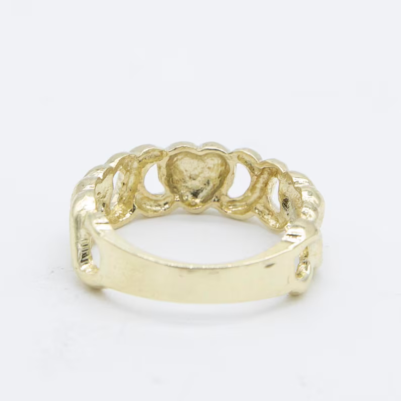 14K Gold Plated XO Hearts and Kisses Band Ring Engraved Ring