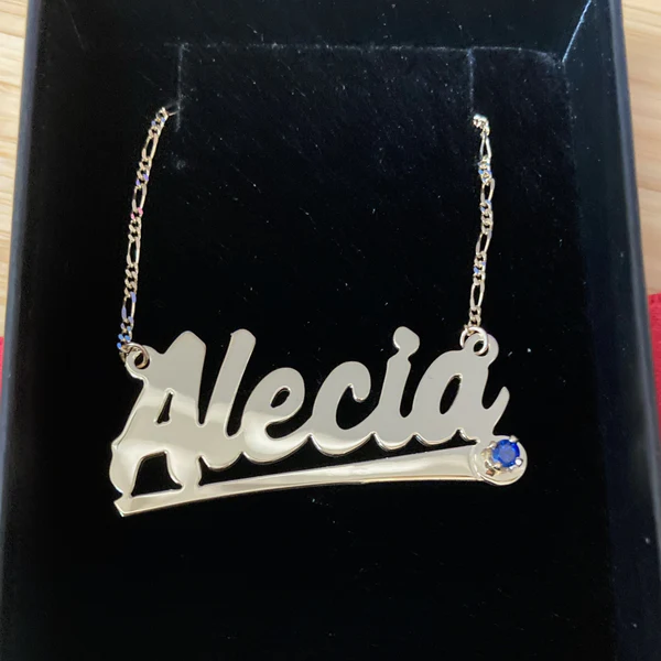 Personalized Custom Gold Plated Birthstone Name Necklace