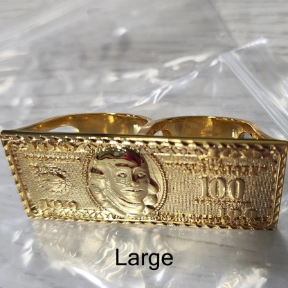 Hundred Dollar Bill Money Ring Two Finger Ring