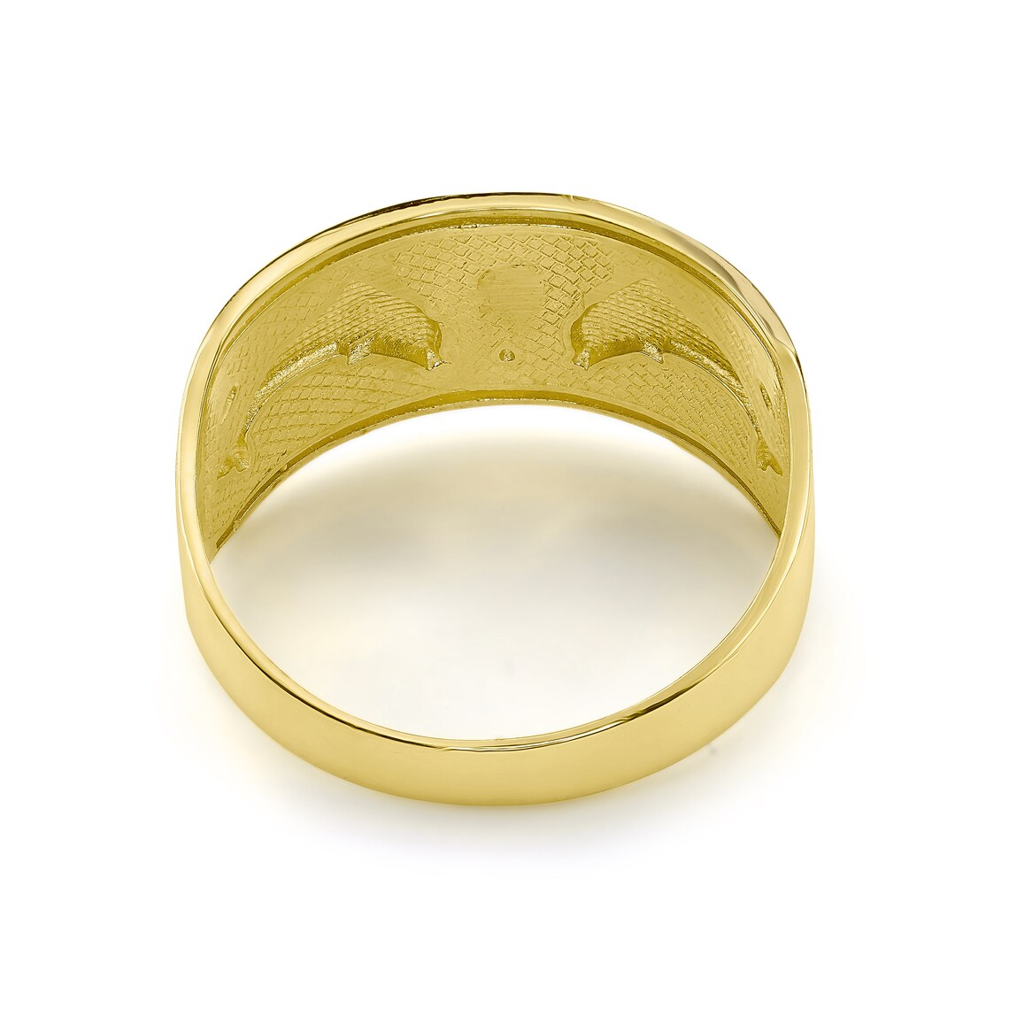 Gold Plated Luck Double Dolphin Ring Tricolor Band Ring