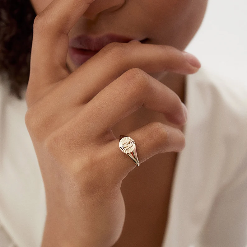 Personalized Initial Letter Ring Gold Plated Custom Ring