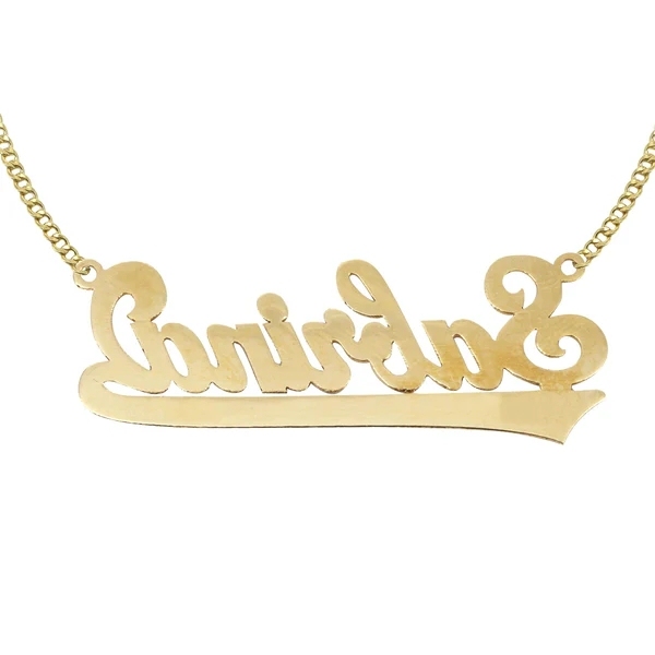 14k Gold Plated Personalized Diamond Cut Name Necklace