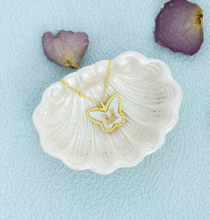 Personalized Initial Necklace Butterfly Pendant Necklace