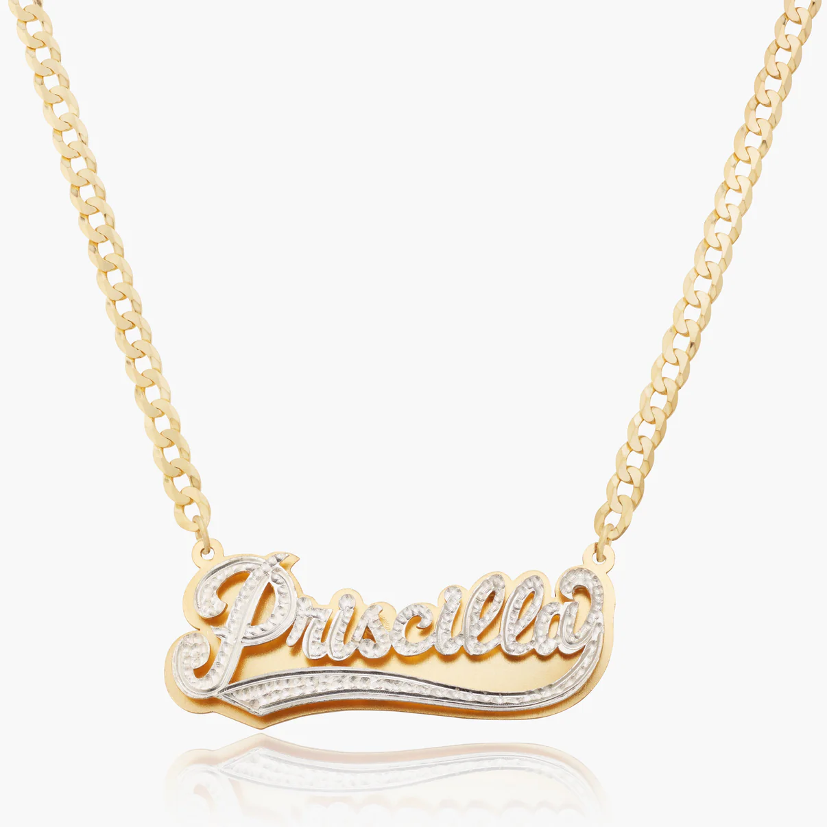 Double Plated Name Necklace Personalized Two Tone Nameplate Necklace