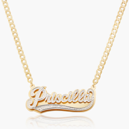 Double Plated Name Necklace Personalized Two Tone Nameplate Necklace