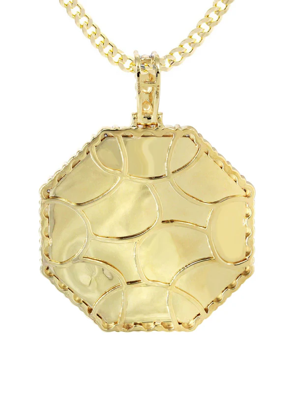 Gold Plated Octagon Photo Pendant Necklace Personalized Photo Necklace