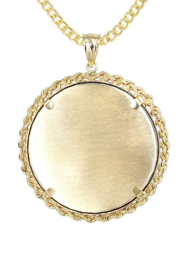 Personalized Gold Plated Round Rope Link Picture Pendant Necklace