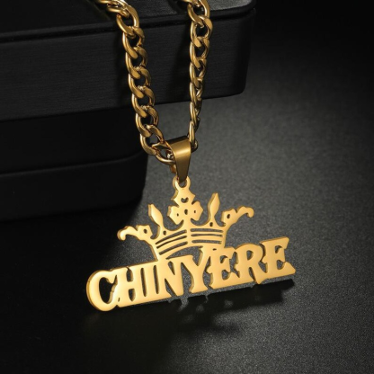 Custom Crown Nameplate Pendant Name Necklace