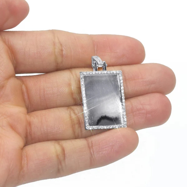 CZ Personalized Rectangle Photo Pendant Necklace