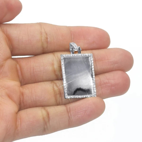 CZ Personalized Rectangle Photo Pendant Necklace
