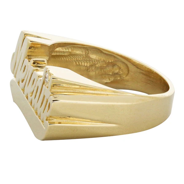 Personalized Gold Plate Name Ring with Birthstone