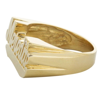 Personalized Gold Plate Name Ring with Birthstone