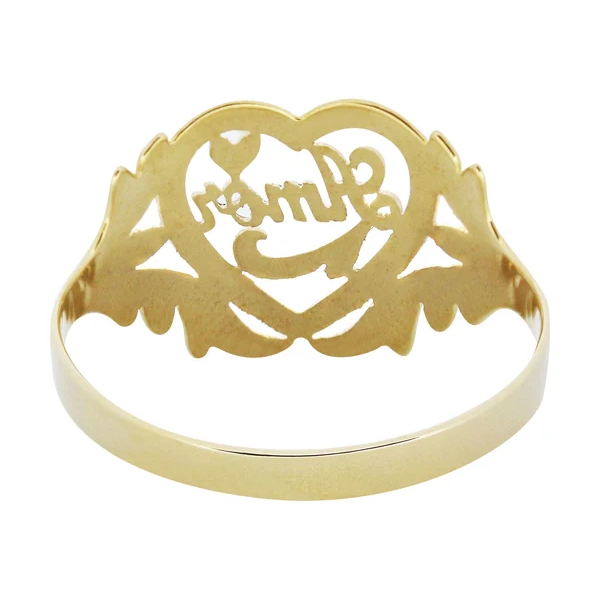 Personalized Heart Shape Nugget Ring Gold Plated Name Ring