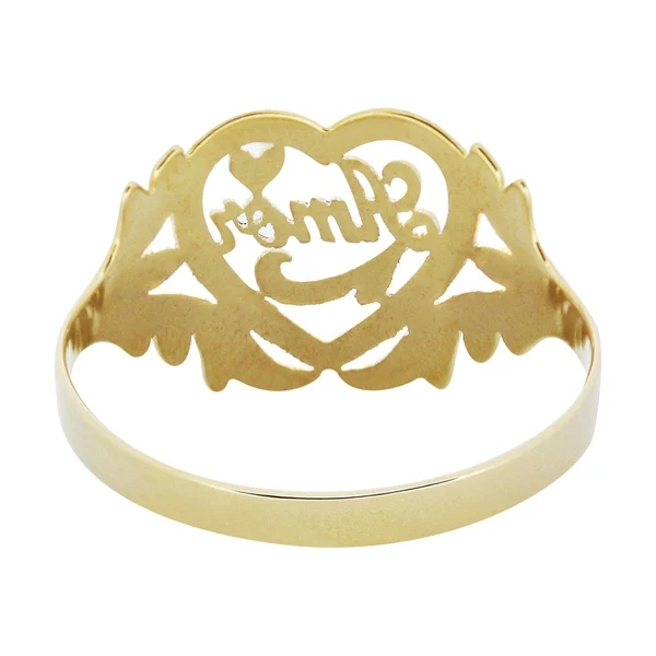 Personalized Heart Shape Nugget Ring Gold Plated Name Ring