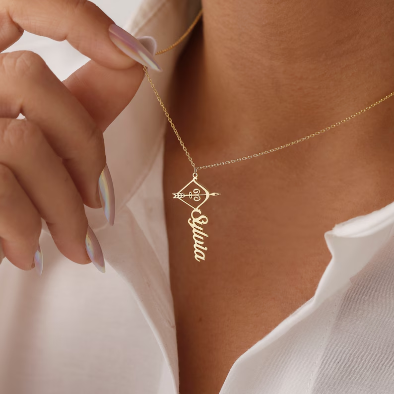 Personalized Zodiac Sign Name Necklace Gold Plated Name Necklace
