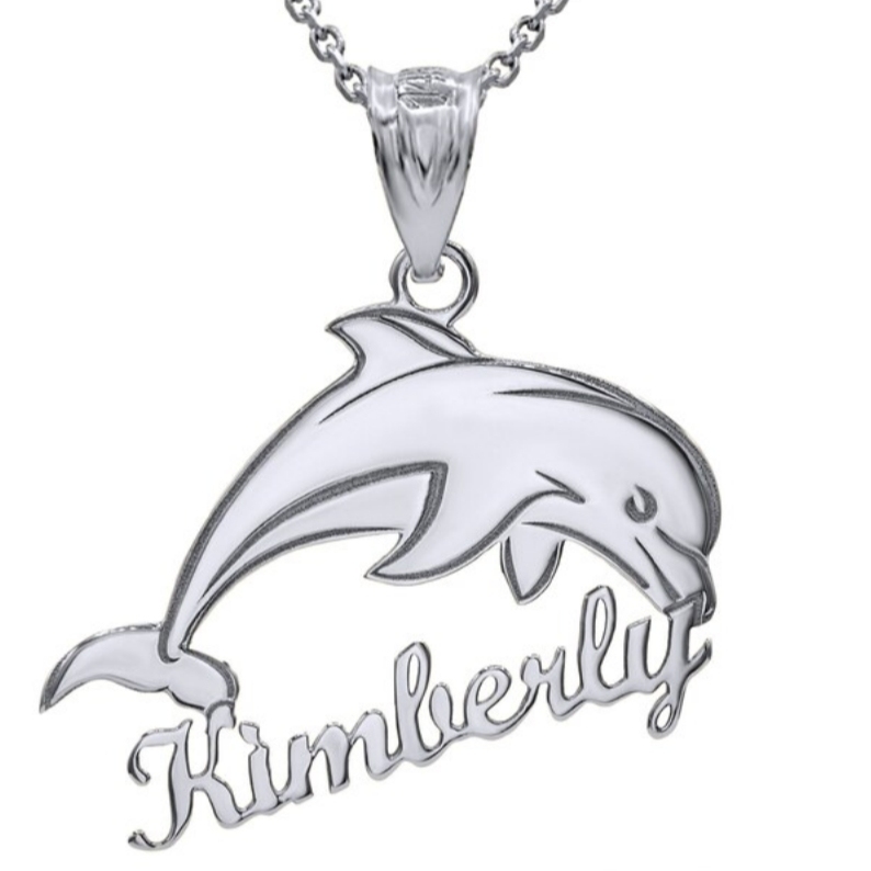 Gold Plated Dolphin Nameplate Personalized Name Necklace