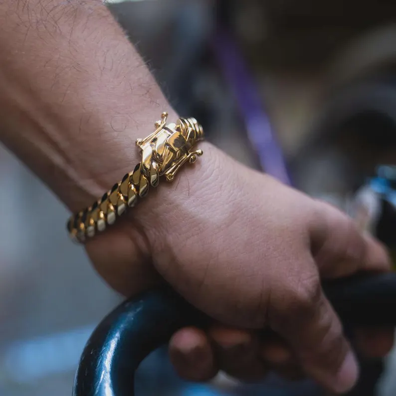 Gold Plated 12mm Cuban Link Chain Bracelet