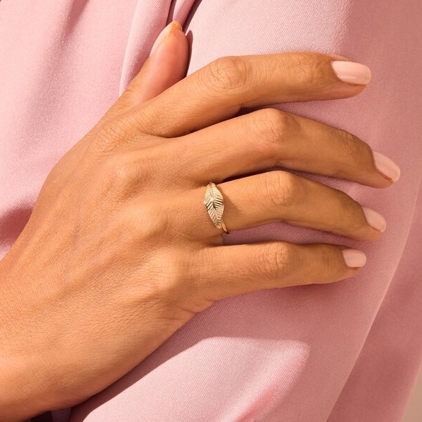 Gold Plated Feather Ring