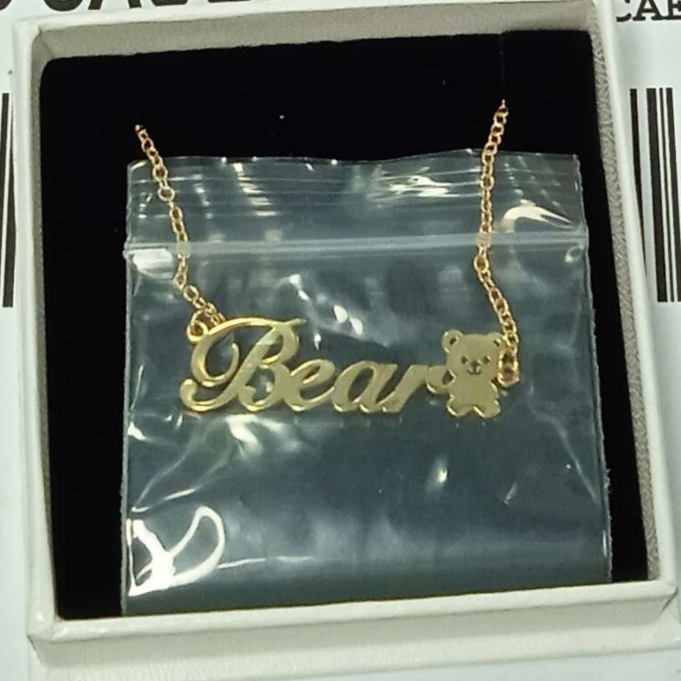 Bear Nameplate Pendant Personalized Custom Gold Plated Name Necklace