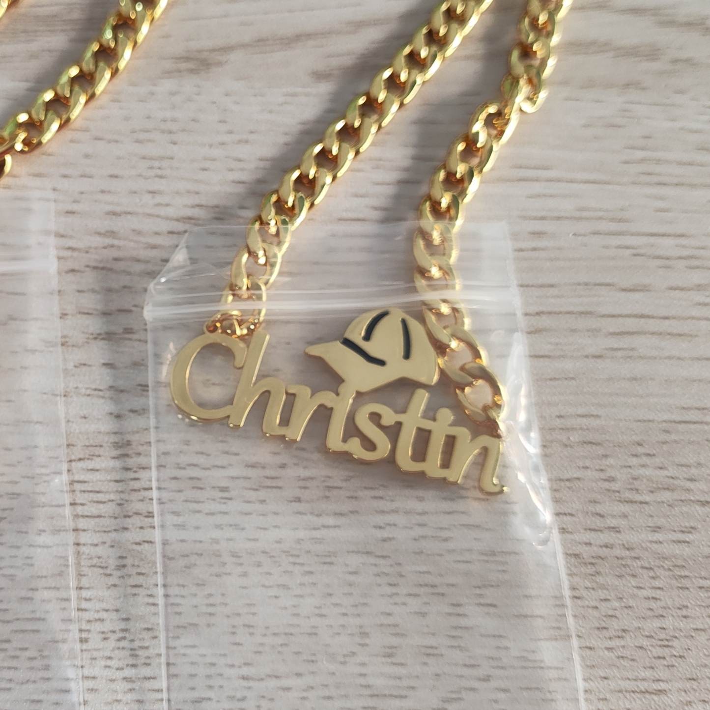 Baseball Cap Personalized Custom Gold Plated Name Necklace