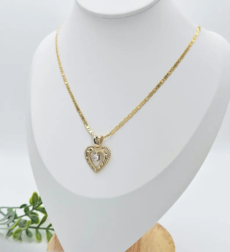  Gold Plated Heart Pendant Necklace Birthstone Necklace