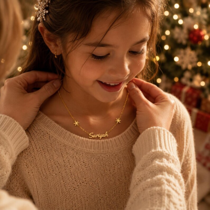 Gold Plated Snow Nameplate Necklace Personalized Name necklace