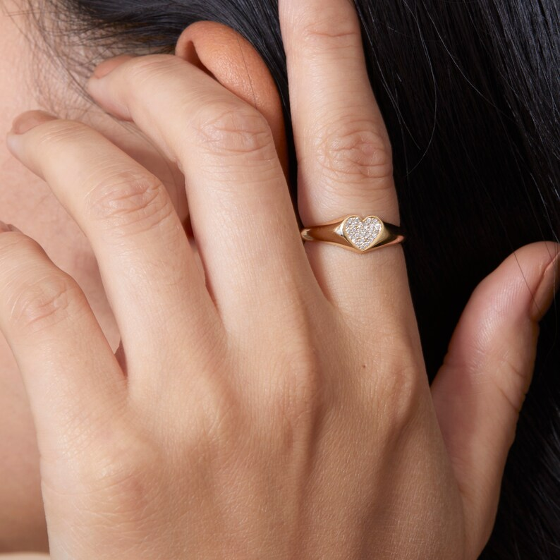 Love Heart CZ Ring 14k Gold Plated Promist Ring