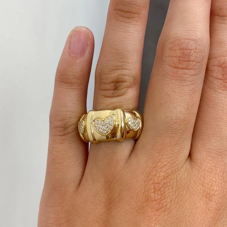 Love Heart CZ Gold Plated Heart Ring