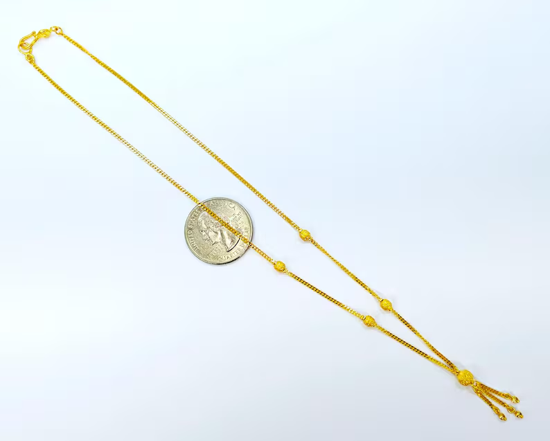 14k Gold Plated Beads Dangler Chain Necklace