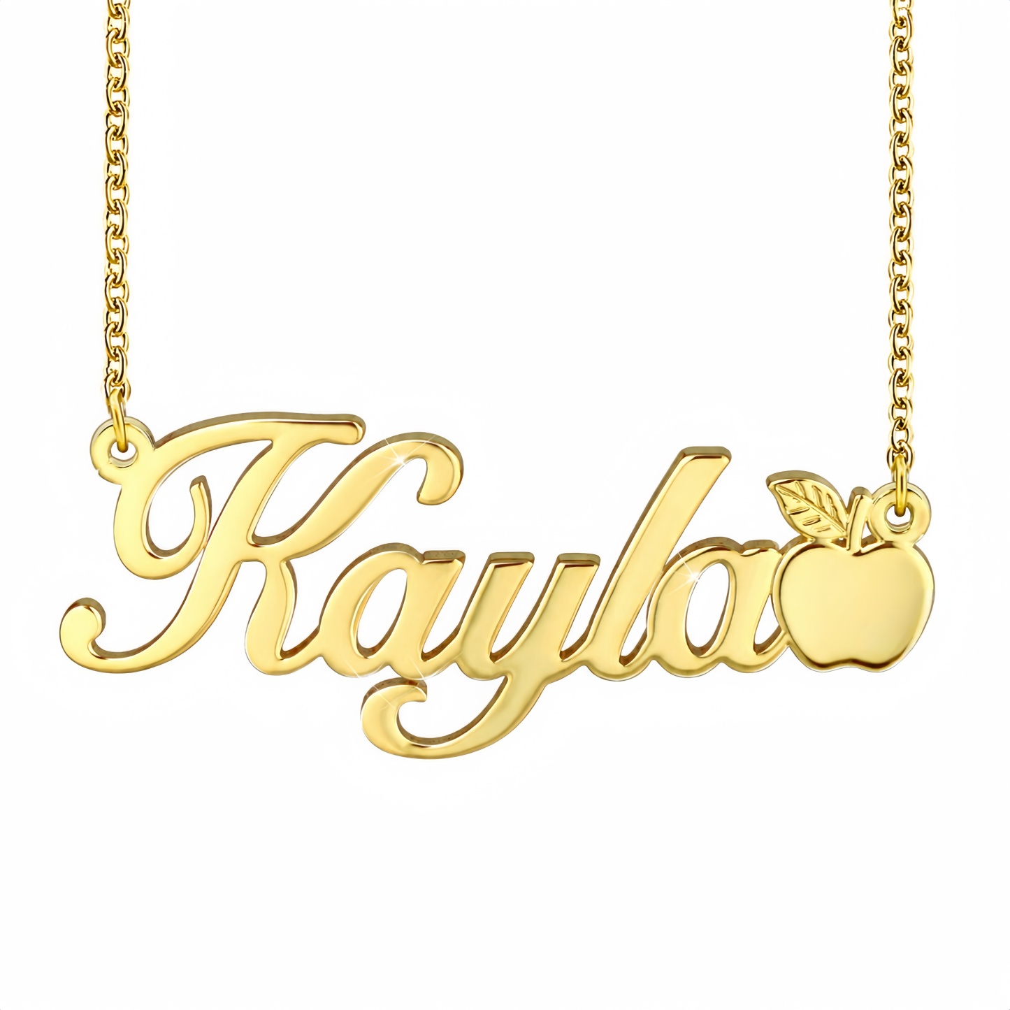 Custom Apple Name Necklace Gold Plated Personalized Name Necklace