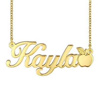Custom Apple Name Necklace Gold Plated Personalized Name Necklace