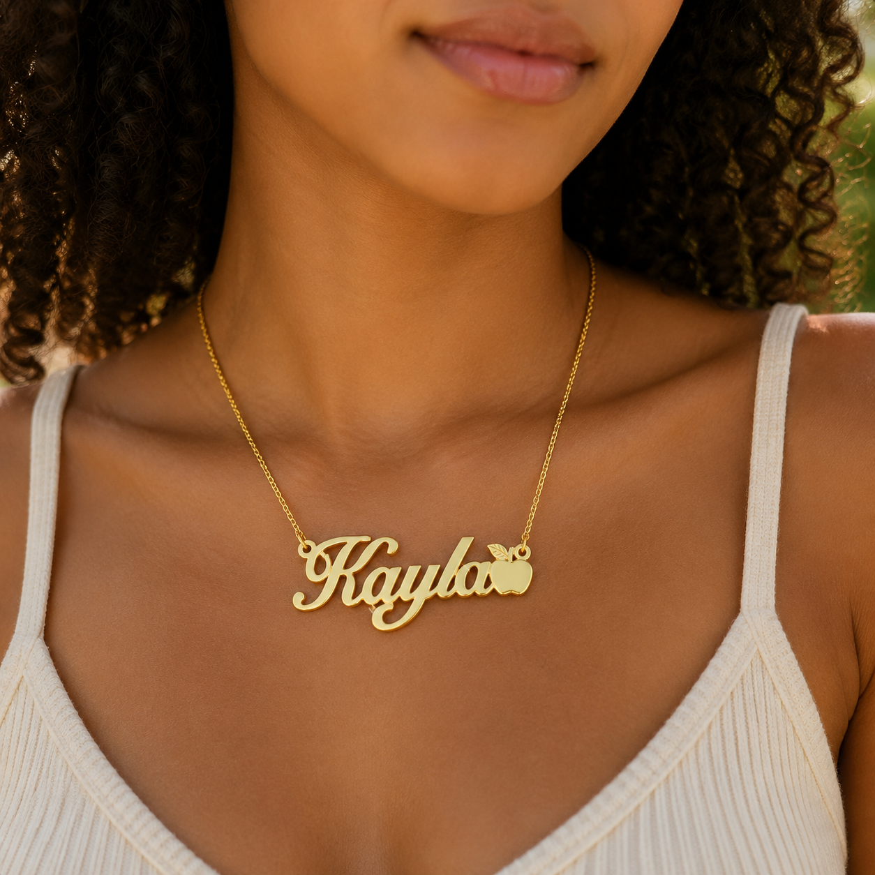 Custom Apple Name Necklace Gold Plated Personalized Name Necklace