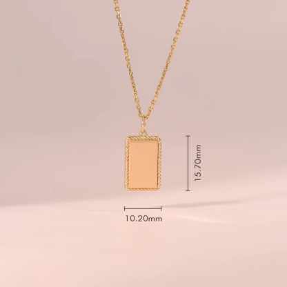 Personalized Rectangle Nameplate Pendant Necklace Gold Plated Engraved Name Necklace