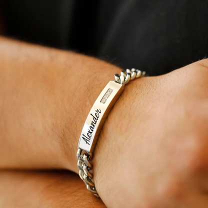 Gold Plated Custom Name Bracelet Personalized Engraved Bar Bracelet 