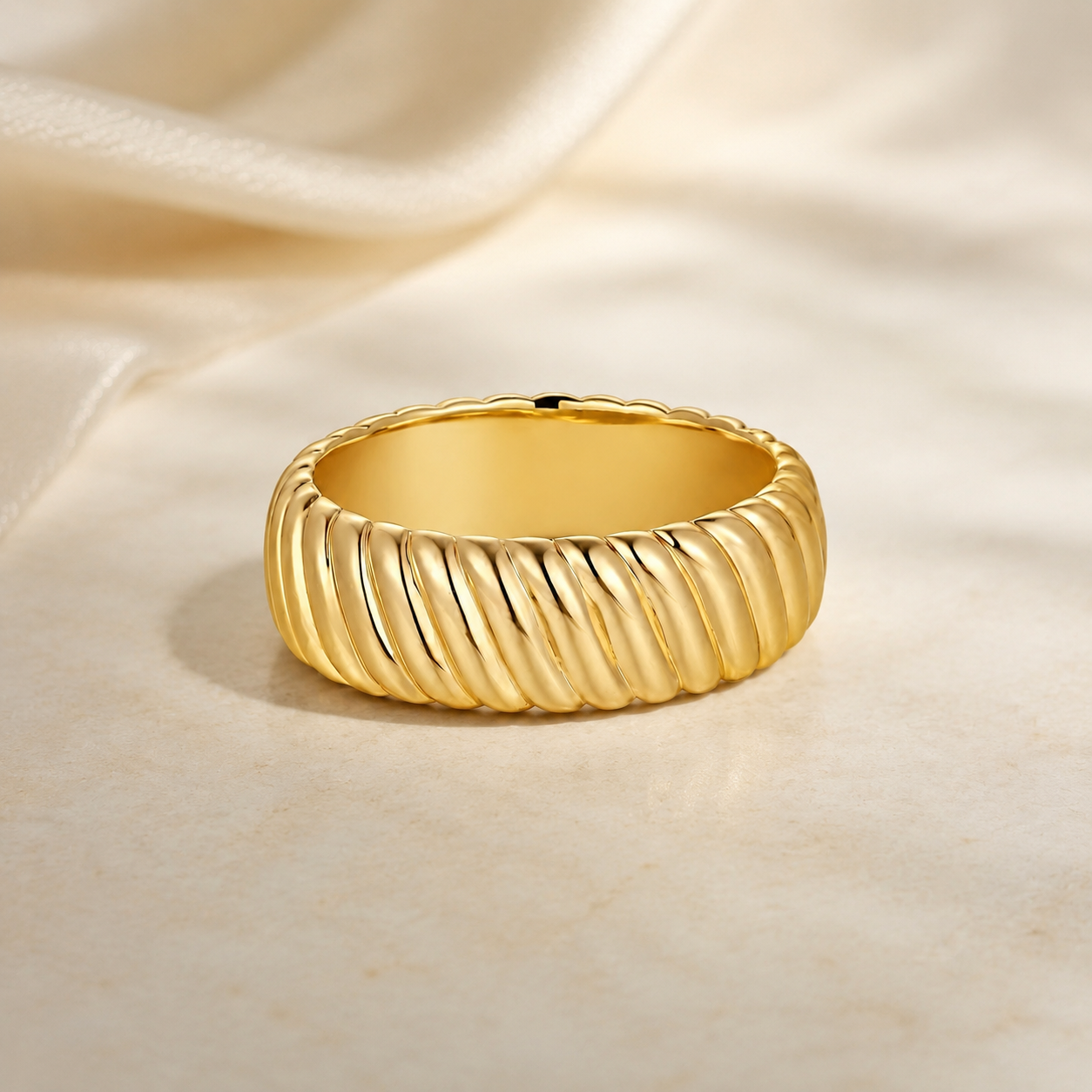Engraved Twist Band Ring Minimalist Stackable Twist Ring