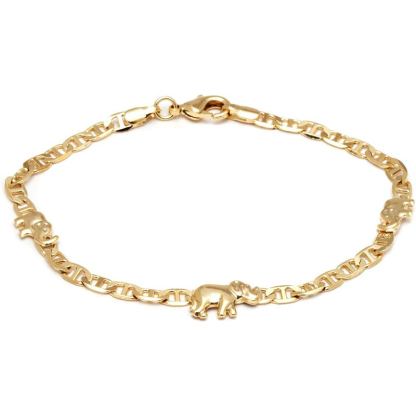 Gold Plated Flat Marine Chain Elephant Anklet