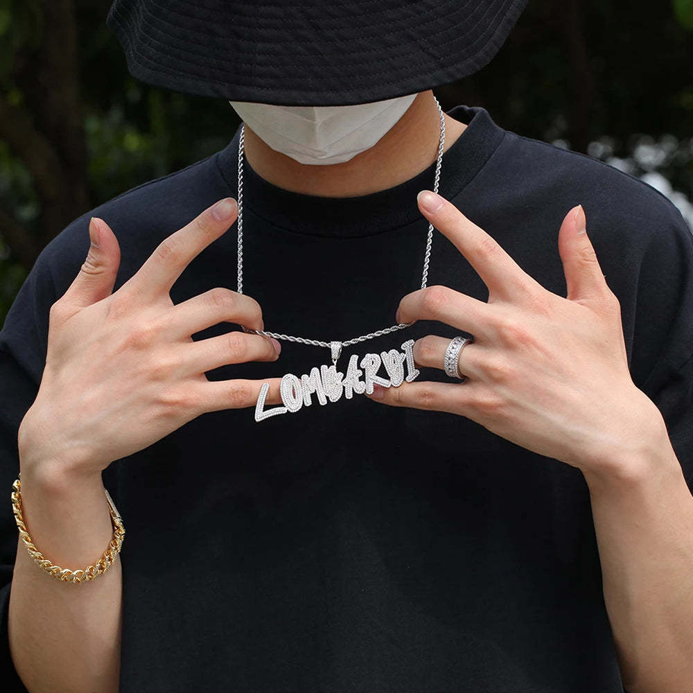 Hip Hop Style Iced Out Personalized Custom Name Necklace