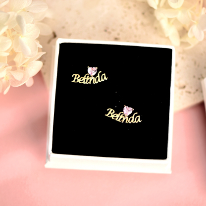 Bithstone Earrings Nameplate Personalized Custom Name Earrings