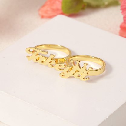 Crown Two Finger Name Ring Custom Name Ring