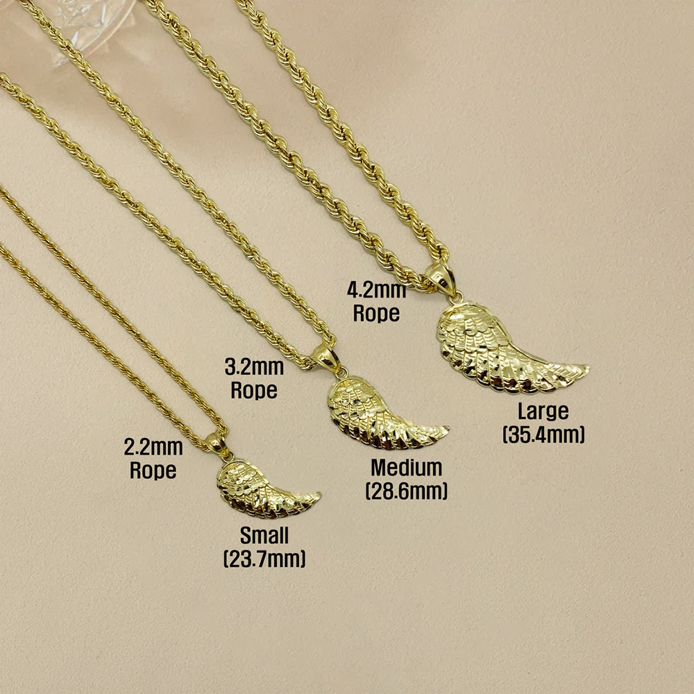 Gold Guardian Angel Wing Charm Pendant Necklacea