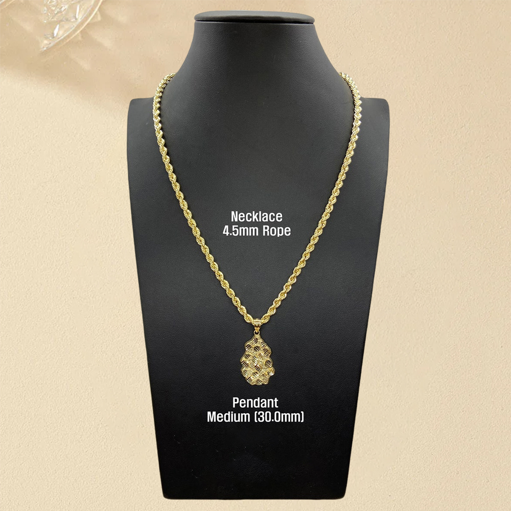 Nugget Vintage Charm Pendant Gold Plated Necklace