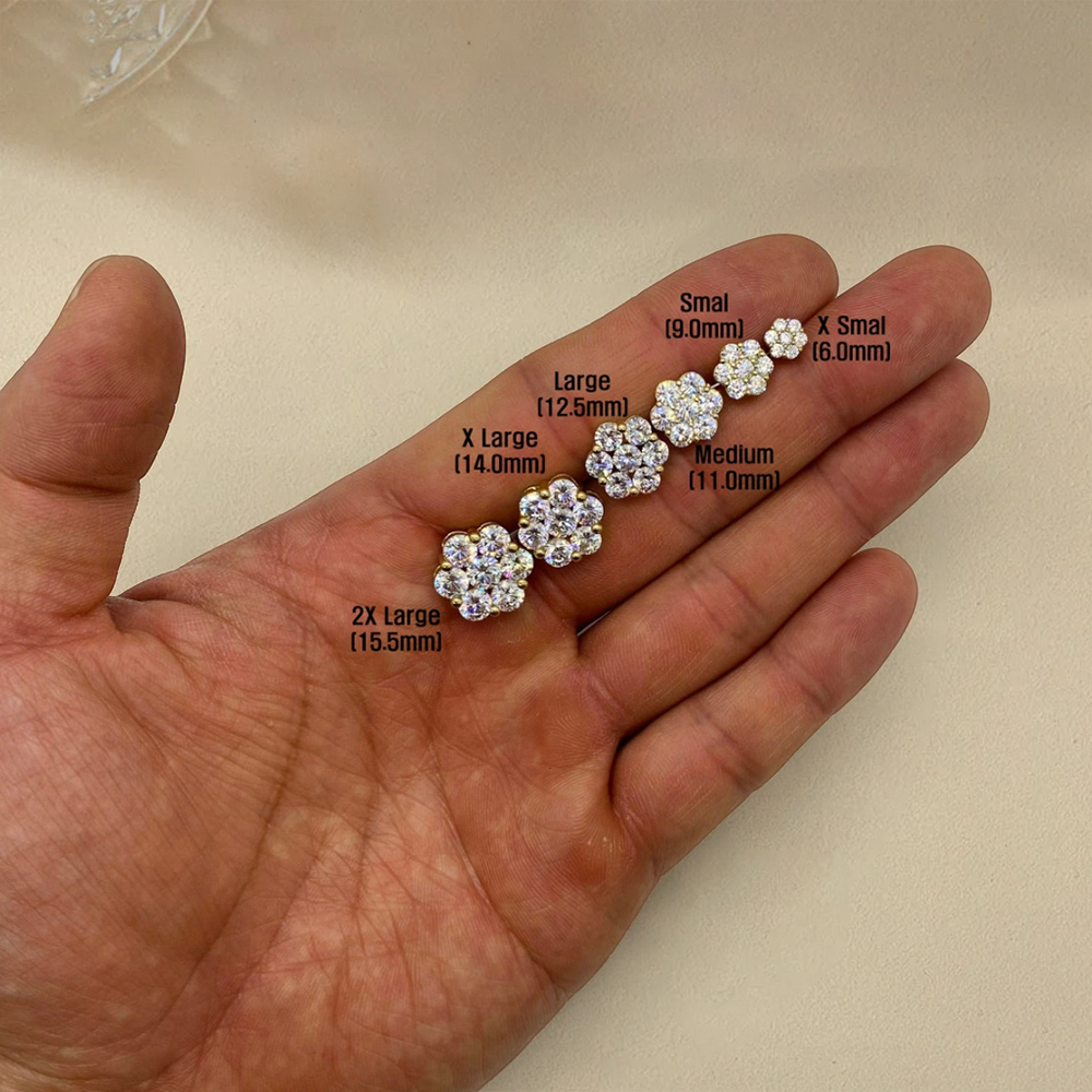 Flower Zircon Hexagon Stud Earrings
