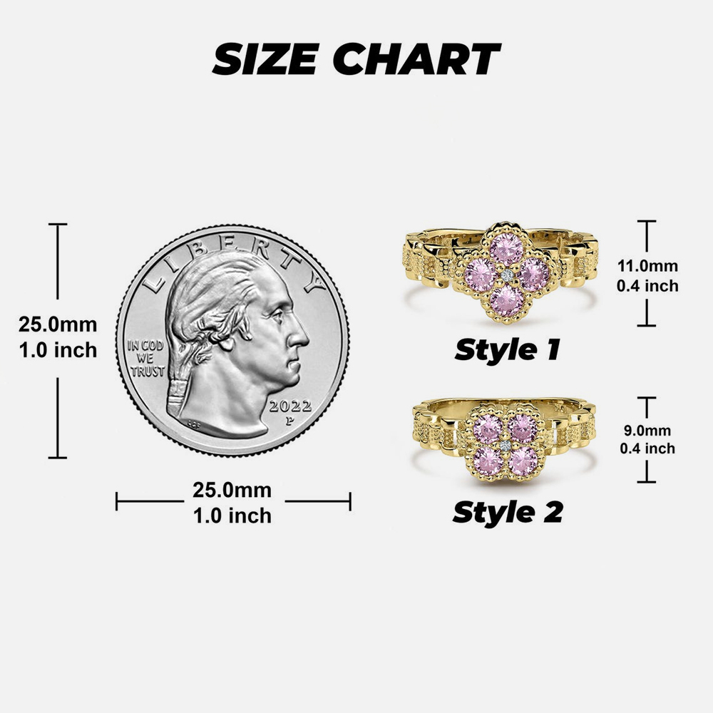 Clove Flower Ring with Beautiful Pink White Zircon