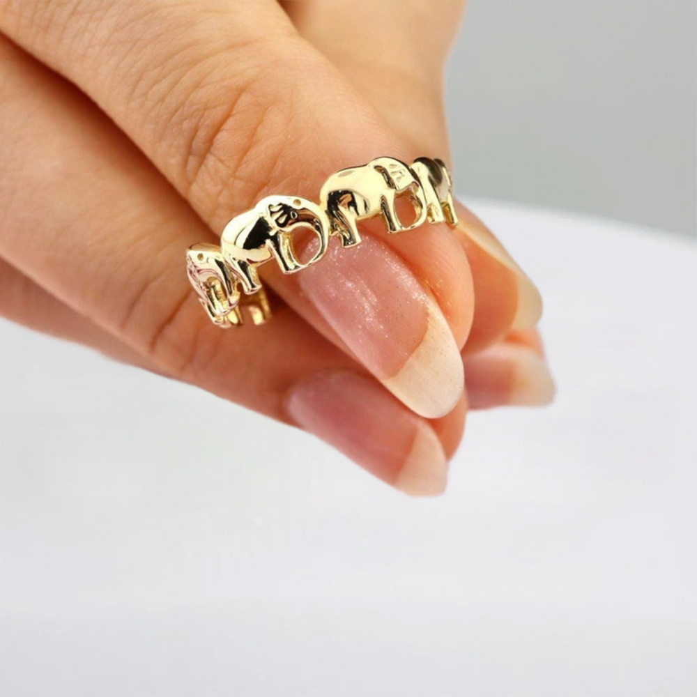 Elephant Ring Gold Plated Custom Engraved Ring