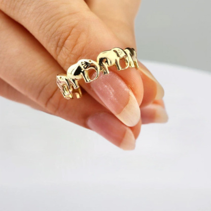 Elephant Ring Gold Plated Custom Engraved Ring
